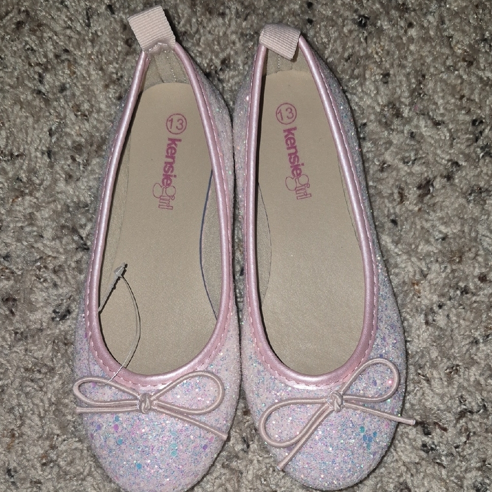Kensie Girl Pink Glitter Ballet Flats for Kids